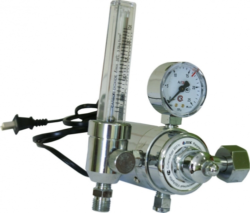 Редуктор углекислотный с подогревателем газа и ротаметром Tesla У-30 П 36V